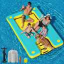 CALOBANA Inflatable Floating Dock with Boat Ramp,Lake Floats with Mesh,Tanning Pool Lounger Water Hammock for Family Party Pool Sea River Dock Boat