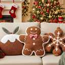 Chunful 3 Pcs Christmas Gingerbread Pillows Gingerbread Men Snowflake Pudding Shaped Plush Throw Pillows Cute Christmas Decoration for Xmas Winter Holiday Party Sofa Bed Couch Cushion Home Decor Gift