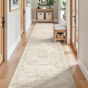 Long Bathroom Rugs Runner - Washable Runner Rugs for Hallway 2x10, Ultra-Thin Soft Kitchen Carpet Runner, Anti Slip Backing Runner Rugs for Entrance, Bedroom, Living Room (2'x10', Beige/Ivory)