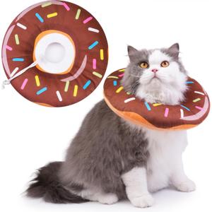 Cat Cone Collar Soft, Cat Recovery Collar for Wound Healing Cute Donut Adjustable Kittens Cones to Stop Licking Comfortable Lightweight Neck Elizabethan Collars for Cats Kittens After Surgery (Medium)