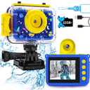 Pool Toy & Kids Underwater Camera 99FT Waterproof Kid Action Camera 1080P Video&20MP Photo with Flip Lens, Includes 32GB Card for Diving Swimming Beach Snorkeling.Birthday Gift for Boys - GKTZ (Dark blue)