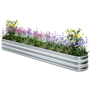 KFN Galvanized Raised Garden Bed,Raised Garden Bed Kit-Oval Metal Flower Box,Large Planter Vegetable Box Outdoor,Planting for Vegetables,Flower,Herb,12FT,0.7mm (12x1.8x0.8ft(1pcs), Sliver)