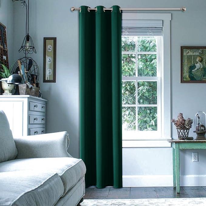 ChrisDowa Blackout Curtains 72 inches Long for Bedroom - Grommet Thermal Insulated Room Darkening Curtains for Living Room (1 Panel, Forest Green, 42 x 72 Inch)