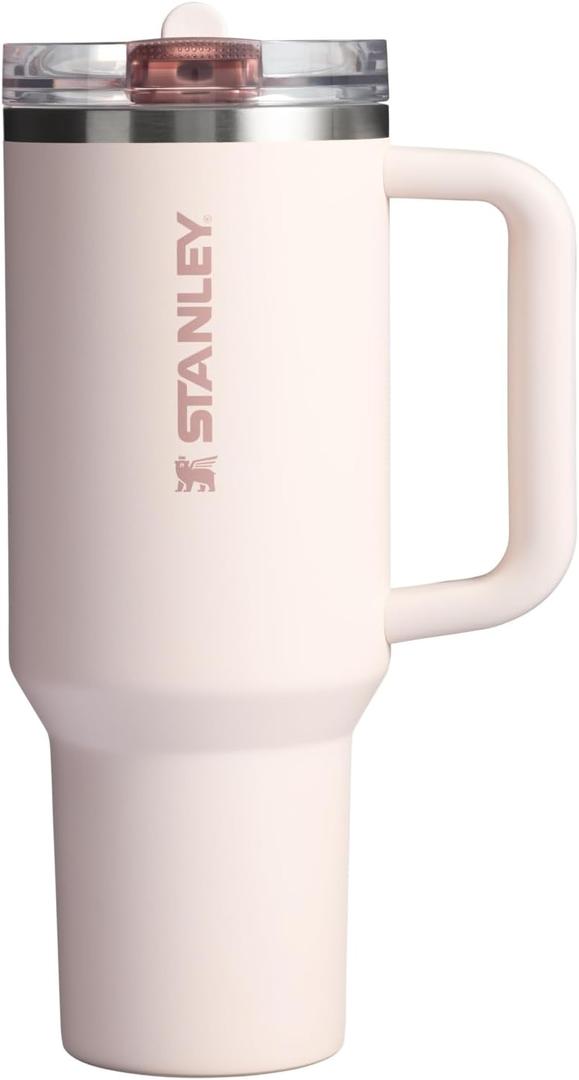 STANLEY Quencher ProTour Flip Straw Tumbler with Leakproof Lid 40 oz | Built-In Straw and Handle | Cup Holder Compatible for Travel | Insulated Stainless Steel Cup | BPA-Free | Rose Quartz