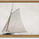 Aroutde Framed Canvas Wall Art Vintage Sailboat Wall Decor Sailboat Painting Nautical Nature Wall Art Landscape for Living Room Bedroom Farmhouse Painting Decor 13''x7''