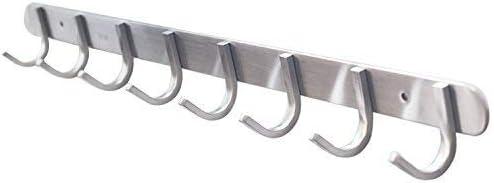 Coat Hook Rack with 8 Square Hooks - Premium Modern Wall Mounted - Ultra durable with solid steel construction, Brushed stainless steel finish, Super easy installation, Rust and water proof