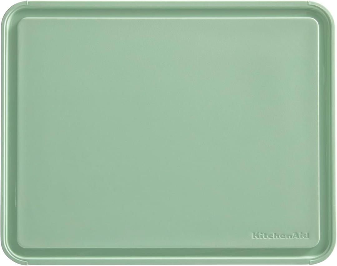 KitchenAid Classic Plastic Cutting Board with Perimeter Trench and Non Slip Edges, Dishwasher Safe, 11 inch x 14 inch, Green