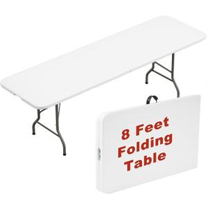 Elevon Folding Table, 8 Feet Heavy Duty Fold-in-Half Utility Table Indoor Outdoor for Camping, Picnic, Party