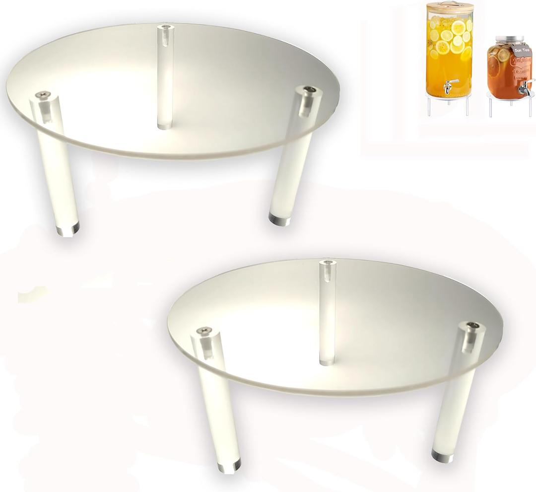 2Pcs Drink Dispenser Stand,Clear Acrylic Stands,Fit Max 7.87 Inch Diameter of Glass Drink Dispenser,Water Dispenser Stand for Parties and Events,Plant Stands,Cake Stand,Beverage Dispenser Stand Only
