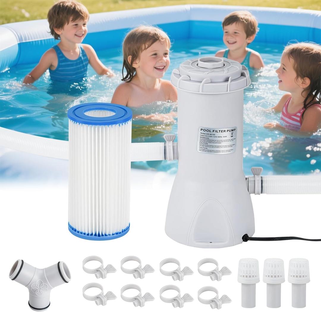 1000 GPH Above Ground Pool Filter Pump, Powerful Pool Filters System Above Ground Quickly and Effectively Improves the Cleanliness of Your Pool Water, Pool Pumps for Above Ground Pools 1000 GPH Above Ground Pool Filter Pump, Powerful Pool Filters System Above Ground Quickly and Effectively Improves the Cleanliness of Your Pool Water, Pool Pumps for Above Ground Pools