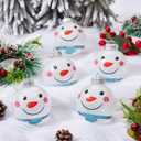 Wettarn 24 Pcs Snowman Face Christmas Ball Ornaments for Tree 3.15 Inch Clear Christmas Plastic Fillable Ornaments Balls Snow Sparkle Xmas Tree Decoration Hanging Ball for New Year Wedding Party Decor