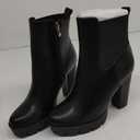 Ollio Women's Shoes Faux Suede or Faux Leather Platform Stacked High Heels Ankle Boots H107
, Size 9