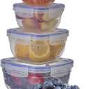 Kroger Plastic Food Storage Container Set, BPA Free, Sealed Containers with Airtight Lids for Pnatry, Cupboard, and Fridge- Microwave and Dishwasher Safe (Pack of 3)