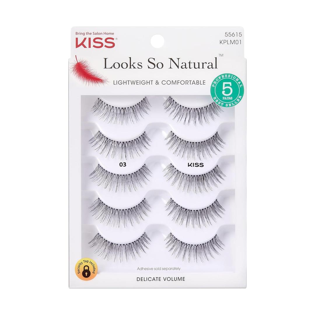 KISS Looks So Natural, False Eyelashes, 'Multipack - 03', 10mm, Includes, Easy to Apply, Reusable Lash Clusters