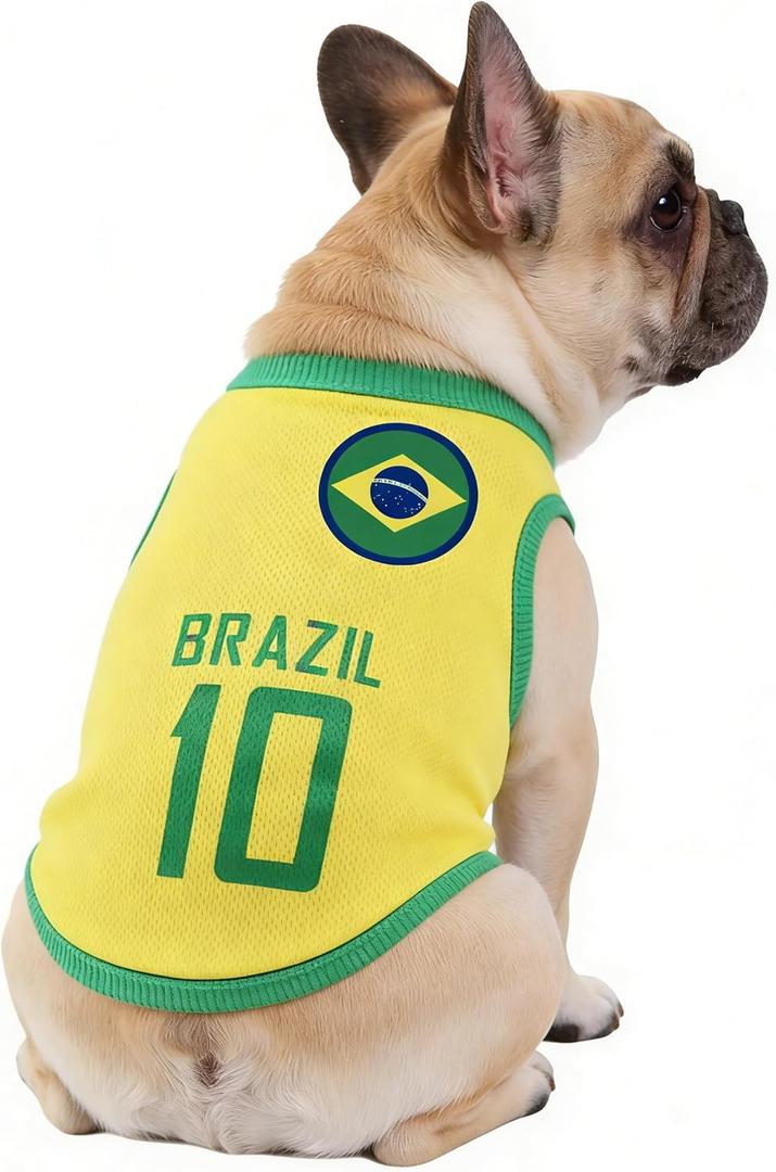 2026 World Cup Shirt for Dog, Soccer Jersey Pet Costume, Dog Jerseys for Small Medium Large Dogs, Football Shirt for Pets Yellow Large