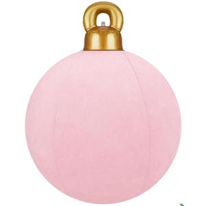 Jetec 1Pc 32 Inch Giant Velvet Christmas Inflatable Balls Ornament Flocked Xmas PVC Inflatable Flocked Ball Ornaments for Christmas Holiday Outdoor Blow up Yard Decor(Pink)