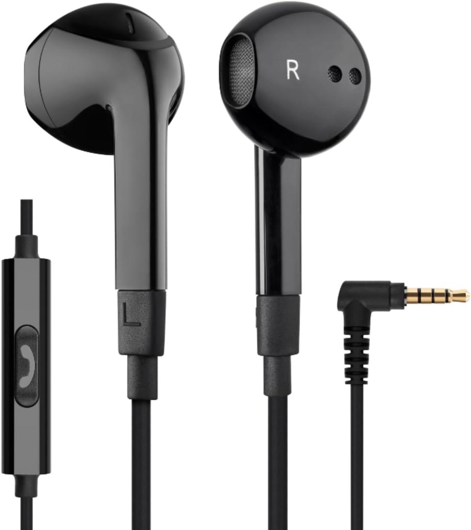 LUDOS FEROX Wired Earbuds in-Ear Headphones, Earphones with Microphone, Noise Isolation Corded for 3.5mm Jack Ear Buds for iPhone, Samsung, Computer, Laptop, Kids, School Students (Black)