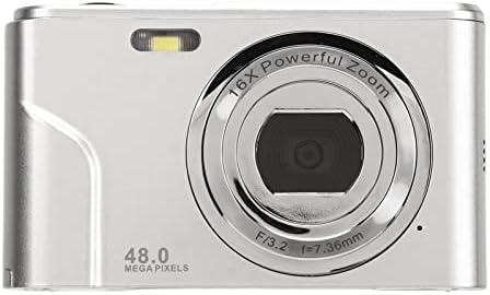 48MP Digital Camera 16X Zoom, 1080P, 2.4 Inch Display, Compact Camera for Travel, Graduation, Wedding Ceremonies (Silver)