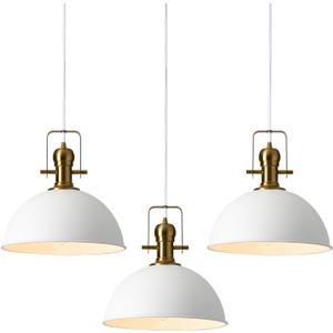 12 Inch Sandy White Farmhouse Pendant Lights for Kitchen Island Industrial Adjustable Height Vintage Dome Hanging Light Fixtures for Barn,Dining Room 3 Packs
