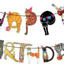 Cat-Themed Happy Birthday Banner - Colorful and Fun Party Decoration for Cat Lovers (Funny Cat Happy Birthday Garland) - Cats Happy Birthday Garland