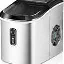 EUHOMY Ice Maker Countertop Machine - 26 lbs in 24 Hours, 9 Cubes Ready in 8 Mins, Electric Ice Maker and Compact Portable Ice Maker with Ice Scoop and Basket, Perfect for Home/Kitchen/Office(Sliver) (Steel Silver)