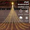 Christmas Decorations Star String Lights, 288 LED Waterfall Christmas Tree Lights with 7" Star Topper, USB Powered 8 Modes Indoor Outdoor String Lights for Xmas New Year Home Holiday - Warm White