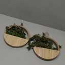 Floweroyal 2pcs Artificial Succulents Hanging Plants 12.2'' Fake String of Pearls in Pot with 8.3'' Lanyard for Indoor Outdoor Wall DecorWood Color.