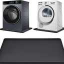 Washing Machine Drip Pan, 27 x 27 Inch Washer Drain Pan, Prevent Water Leakage and Protect Floor, Non-Slip & Anti-Vibration Silicone Mat with Raised Edge, Multi-function Soft Foldable Waterproof Mat (Black)