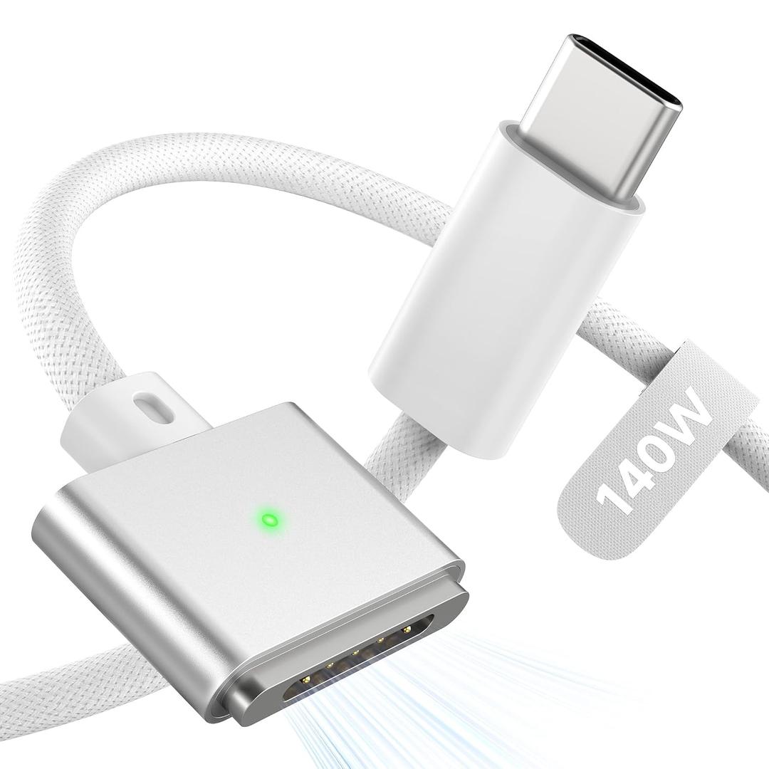 LUCMO Magnetic 3 Cable 6.6 FT for M5/M4/M3/M2 MacBook Air Pro Charger, 140W Fast Charger USB C Cord for MacBook Air (13"/15" 2026/2025/2024/2023/2022), Pro (16"/14" 2026/2025/2024/2023/2021), White