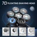 7D Head Shavers for Bald Men - 5 in 1 kensen Electric Head Hair Shaver, Head Electric Razor with Nose Hair & Beard Trimmer Cordless IPX6 Waterproof Wet Dry LED Display Travel Case (Black)