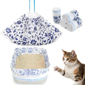 Unicorn Catcher 60 Pack Cat Litter Bags 36" x 19" Large Litter Box Liners Tear-Resistant with Drawstring for Easy Access Cat Litter Liners for Litter Boxes Under 36in Total Size (Blue)