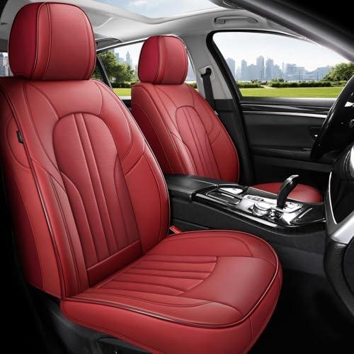 MINGBRON Car Seat Covers,Car Seat Protector Waterproof,Seat Covers Front Set, Car Seat Protectors,Automotive Seat Covers Fit for Most Cars Wine Red