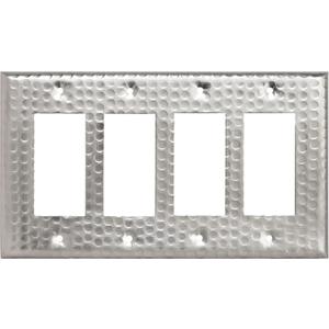 Monarch Abode Rocker Light Switch Cover Plate  4-Gang Brushed Nickel Decorator Wall Plates, Hand Hammered Decorative Outlet Covers Wall Plates for Receptacle, GFCI Electric Outlet Cover, Pack of 1