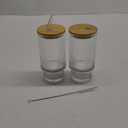 16OZ Ribbed Glass Cups with Lids and Straws,Iced Coffee Cups with Bamboo Lid,Vintage Glassware for Whiskey Cocktail Beer Fruit Juice Glasses Tumbler(2 Pack)