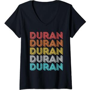 Womens Vintage Retro Duran V-Neck T-Shirt Small