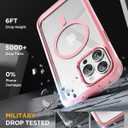 Miracase Magnetic for iPhone 15 Pro Max Case 6.7'' [Compatible with Magsafe] Full-Body Military Drop Proof for iPhone 15 ProMax Case with Built-in 9H Tempered Glass Screen Protector,Pink