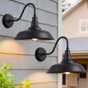 14" Outdoor Barn Gooseneck Lights, Large Farmhouse Fixtures, 2-Pack, 14 Dome - 2 Pack
