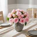 florisso Light Pink Rose Artificial Flowers - 13 Branches Faux Roses for Vase Decor, Wedding Centerpieces & Living Room Accents (Silk Artificial Roses)