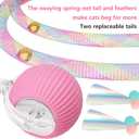 2Packs Interactive Cat Toys for Indoor Cats, Interactive Cat Ball Toy with Elastic Mesh Tail, Automatic Cat/Kitten Toys with Chirping & Motion Activate, Cat Toys for Bored Indoor (Pink+Yellow)