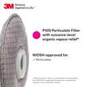 3M P100 Advanced Respirator Filter 2297, 1 Pair, Helps Protect Against Oil and Non-Oil Based Particulates, Nuisance Level Organic Vapor Relief, Mining, Shipbuilding, Abatement, Utilities