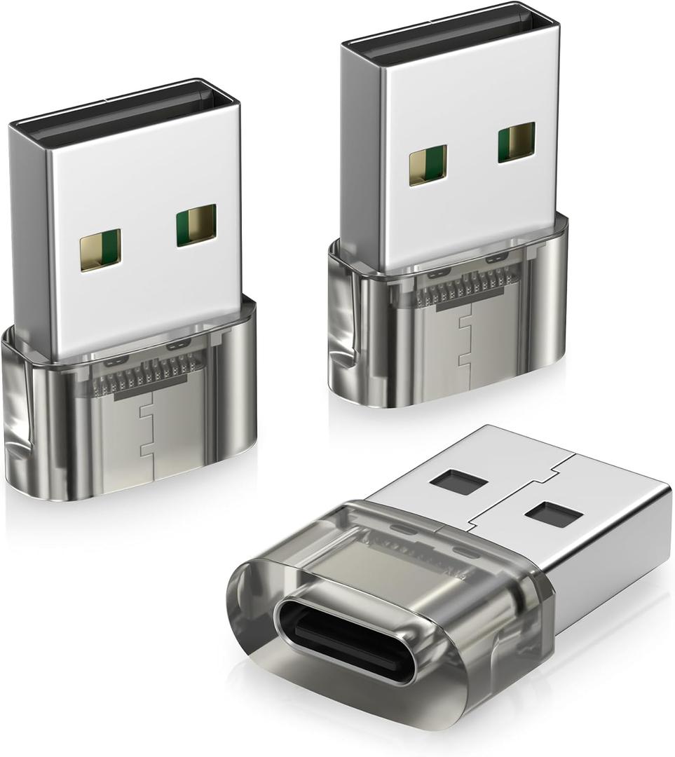 Basesailor USB to USB C Car Adapter 3Pack, Type C CarPlay Charger USBC Female to USBA Male Converter for New Apple iPhone 17 17e Air 16 16e 15 Pro Max Plus, Samsung S26 A55, Not for iPad/ Magsafe/ HomePod