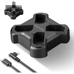 NEEWER LP-E6/LP-E6N/LP-E6NH/LP-E6P Four Channel Battery Charger with PD 45W Fast Charging, USB C Cable, Quad USB Charger Compatible with Canon EOS R5 Mark II 6D Mark II 5D Mark III 5D Mark IV, NW-P4