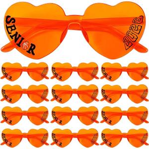 Kingdder 24 Sets Senior Year Gift Senior 2026 Graduation Heart Shaped Sunglasses Graduation Photo Props Gift(Basketball)