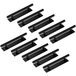 10 Pack Self-Stick Push Pull Helper ABS Plastic Wardrobe Handle Instant Cabinet Drawer Furniture Handles (Black)