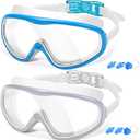 Braylin Adult Swim Goggles, 2-Pack Wide View Swim Goggles for Men Women Youth Teen, Anti-Fog, Over 15