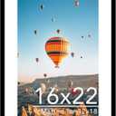 JCJMY 16x22 Picture Frame with 12x18 Mat, Display Photo 12x18 with Mat or 16 x 22 Without Mat, Wall Hanging Large 16 by 22 Poster Frame with Plexiglass, Black