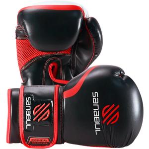 Sanabul Essential Gel Boxing Gloves for Men & Women, Kickboxing MMA, Muay Thai Gloves and Heavy Bag Training Punching & Sparring, Black/ Red 16 oz