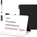 Mini Whiteboard 12"x9" Small White Board Dry Erase, Erasable Notebook Foldable Desk Whiteboard Holder Dry Erase Board, Office, Home, Travel, School, Portable (Black)