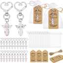 PH PandaHall 40 Sets Angel Keychains Favors Pink and White Angel Charms with Thank You Tags Drawstring Organza Bag Gifts for Wedding Birthday Baptism Souvenir Christmas Party Favors