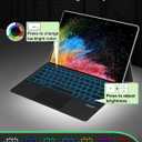 Surface Pro Keyboard for Pro 3/4/5/6/7/7 Plus, Wireless Bluetooth Surface Keyboard with 12 Gesture Touchpad, 7 Colors Backlit, Smart Sleep/Wake, Rechargeable Battery& USB-C Charging